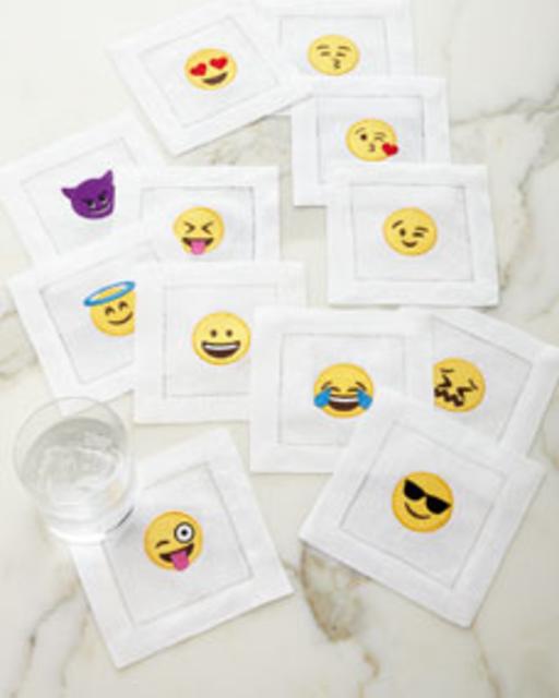 Emoji Emotional Roller Coaster Cocktail Napkins, 4-Piece Set