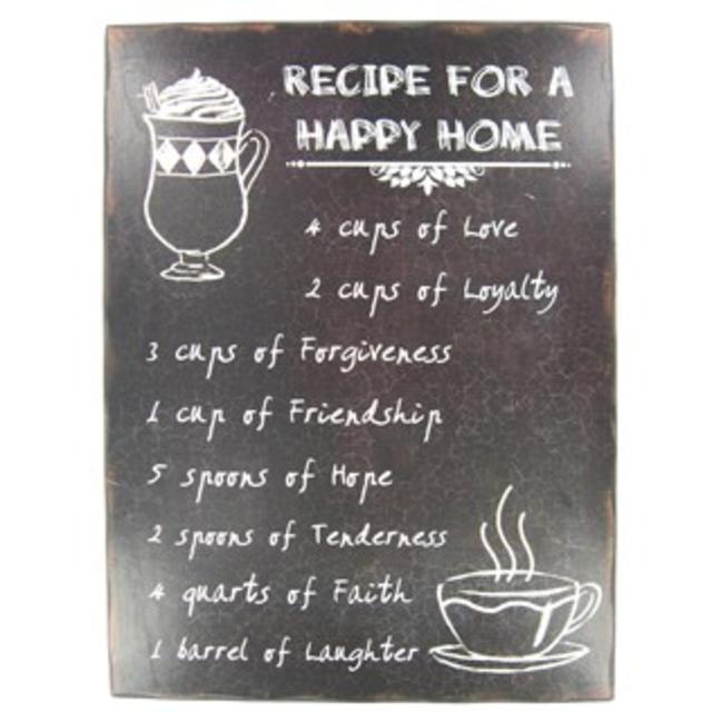 Recipe of a Happy Home Wall Plaque