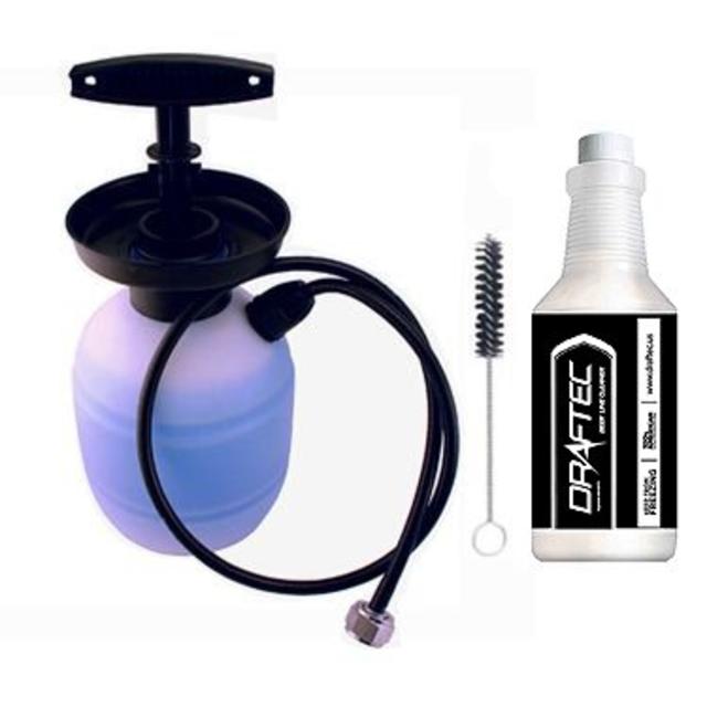 Draftec Deluxe Hand Pump Pressurized Keg Beer Kegerator Cleaning Kit w/ 32 oz. Cleaner Clear
