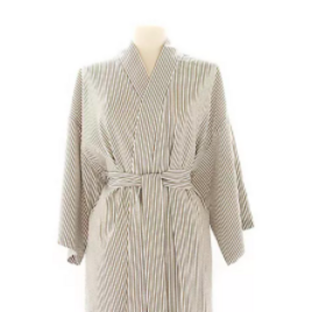 Telegraph Hill Extra-Large Seersucker Single-Layer Microfiber Kimono Robe in Stone