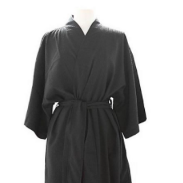 Telegraph Hill Extra-Large Seersucker Single-Layer Microfiber Kimono Robe in Stone