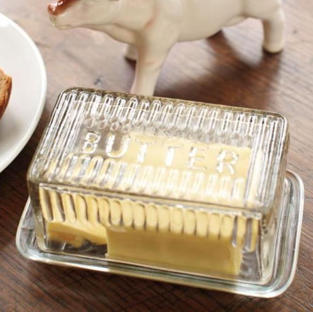Pressed Glass Lidded Butter Dish