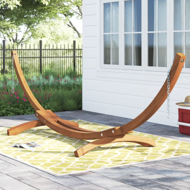Samira Curved Arc Wood Hammock Stand