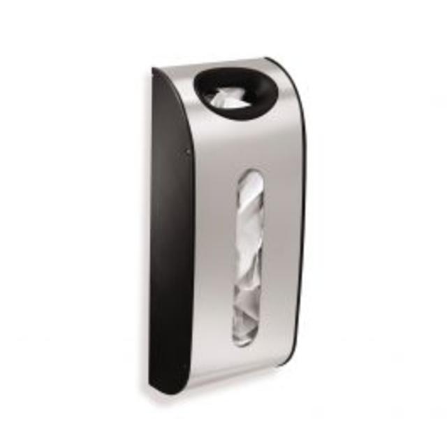 wall mount        grocery bag dispenser                        brushed stainless steel