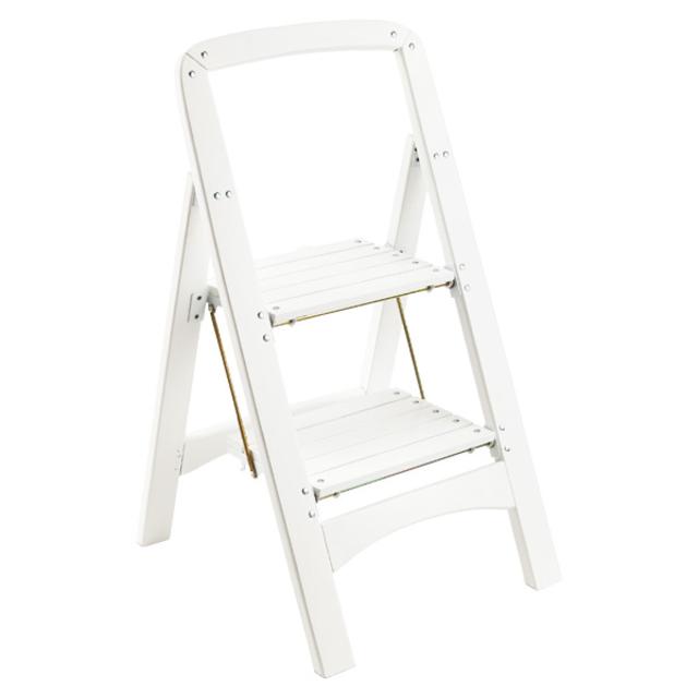 White 2-Step Wooden Stool