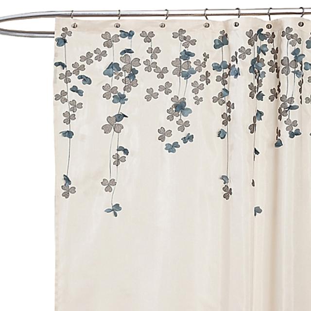 Flower Drop Fabric Shower Curtain