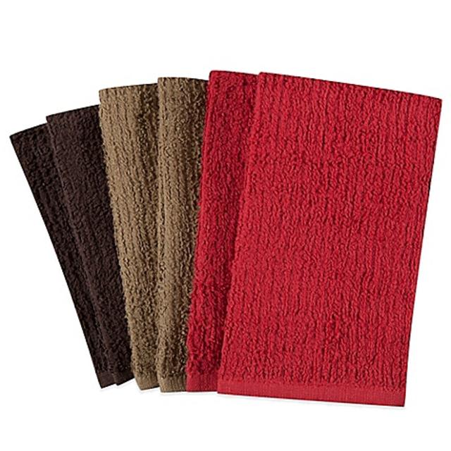 Solid Assorted Colors Kitchen Towels (Set of 6)
