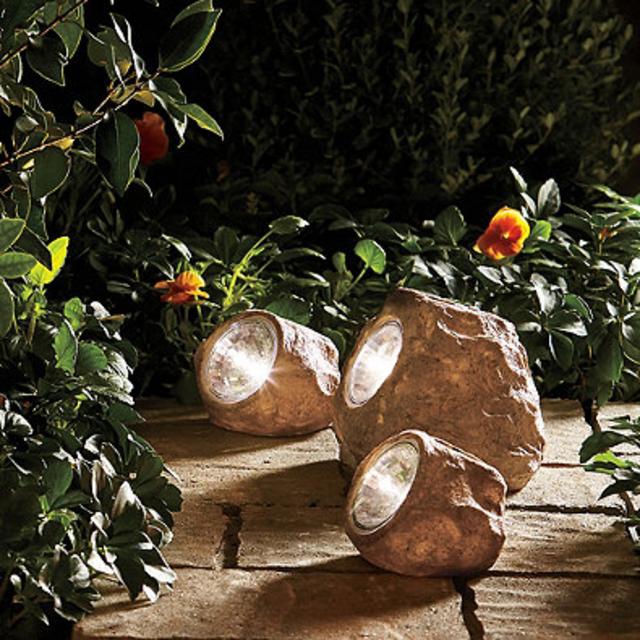 Solar Rock Landscaping Spotlights (Set of 3)