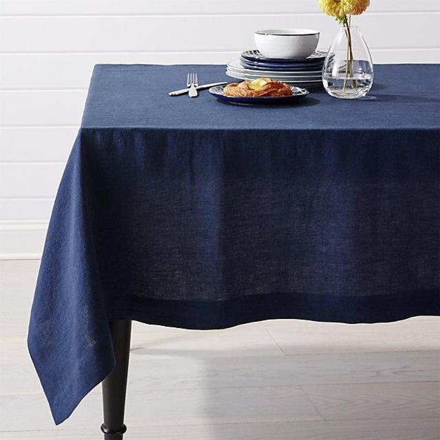 Helena Indigo Blue Linen Tablecloth 60"x120"
