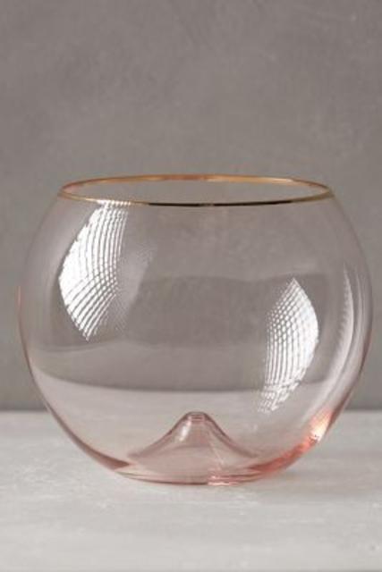 Gilded Rim Stemless Glass