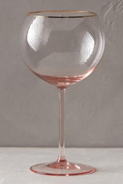 Gilded Rim Red Wine Glass