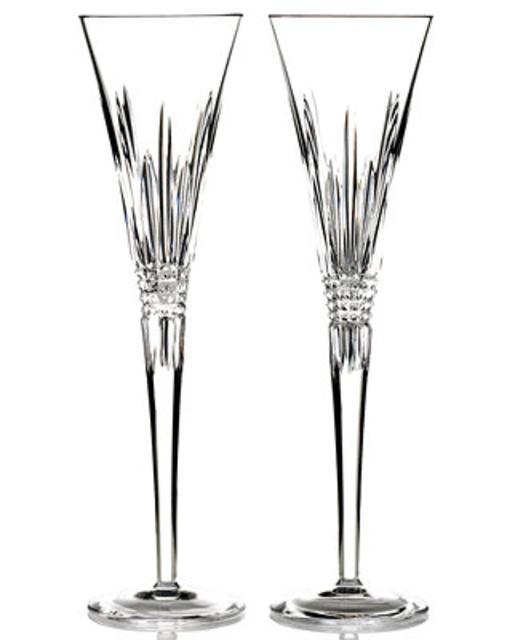 Waterford Stemware, Lismore Diamond Toasting Flutes, Set Of 2