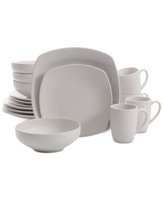 Signature Living 16-Pc. Majorca Matte Glaze Linen Square Dinnerware Set