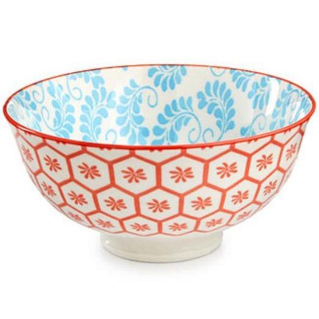 Chelsea Collection Red Beehive/Aqua 4.75" Bowl