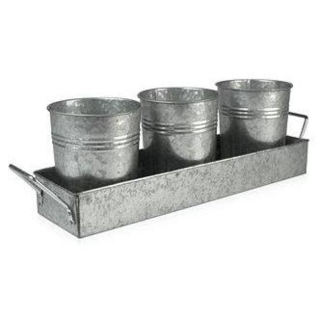 Artland Oasis Galvanized Metal 4-Piece Picnic Caddy Set
