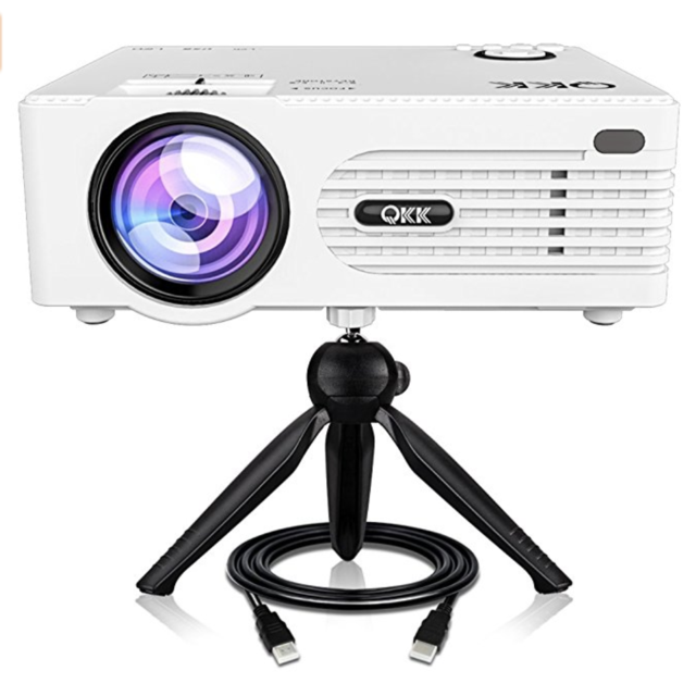 QKK 2200lumen Mini Projector - Full HD LED Video Projector 1080P Supported, 50,000 Hour Lamp Life with 170¡± Big Display for Home Theater Entertainment, HDMI,TV,SD Card,AV,VGA,USB x2,iPhone,iPad,PS4