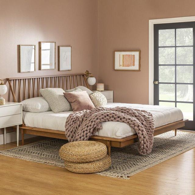 King Solid Wood Low Profile Platform Bed