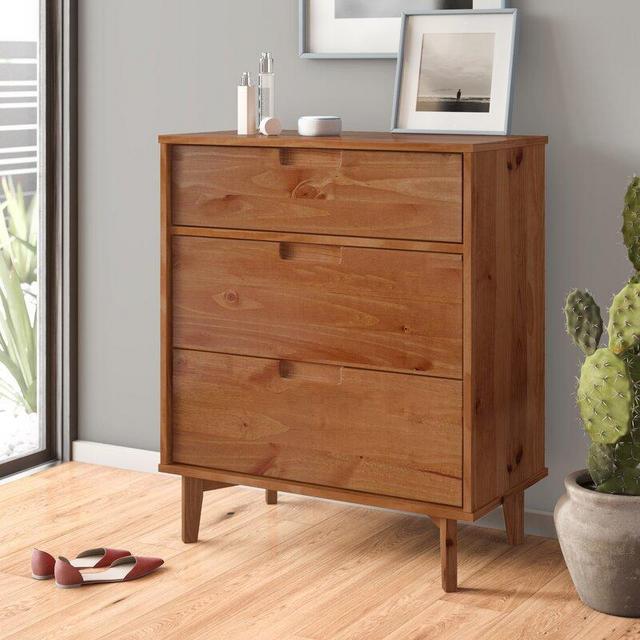Groove Handle Wood 3 Drawer Dresser