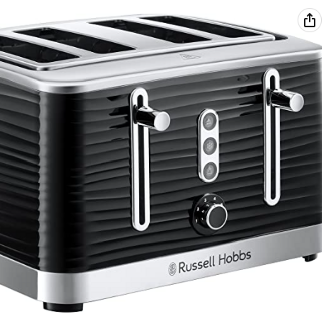 Russell Hobbs 24381 Inspire High Gloss Plastic Four Slice Toaster, Black