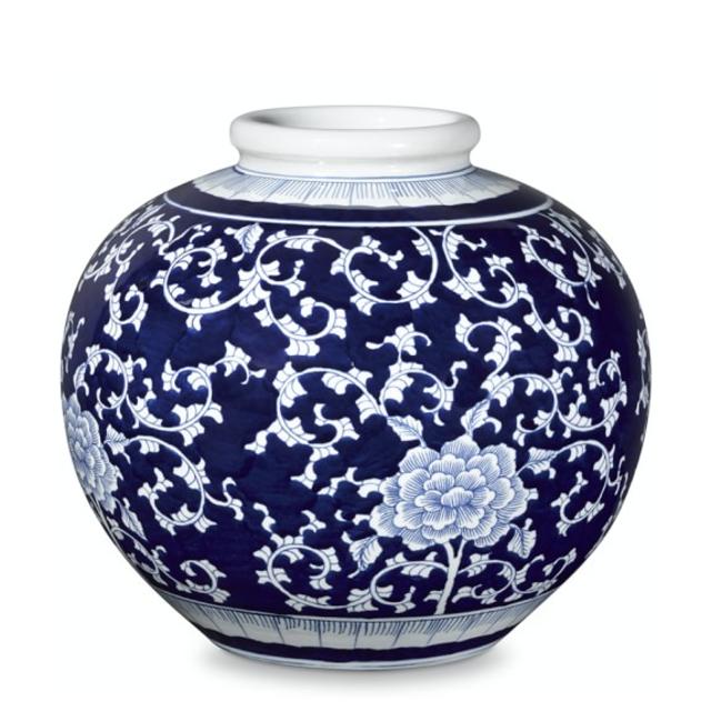 Blue & White Ginger Jar Round Vessel