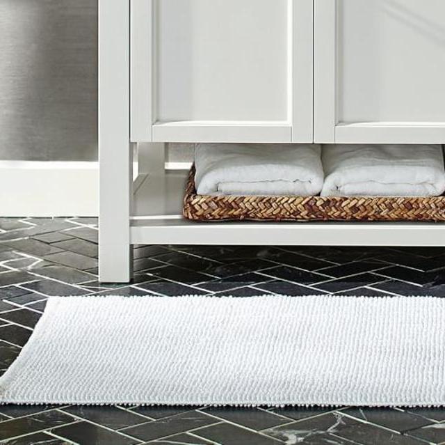 Textured Organic Bath Rug - Double Wide in White