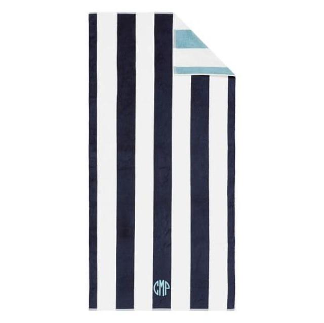 Reversible Awning Stripe Beach Towel - Navy/Seabreeze (40" x 72")