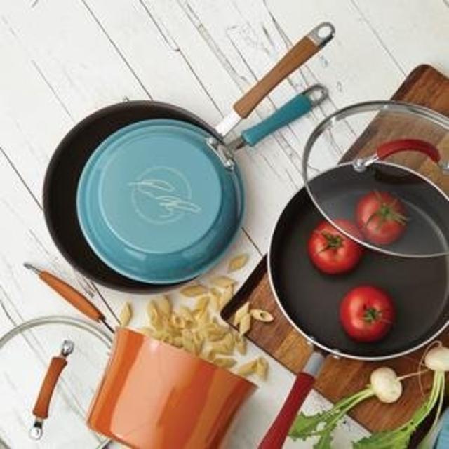 Rachael Ray Cucina Hard Porcelain Enamel Nonstick Cookware Set, 12-Piece, Pumpkin Orange