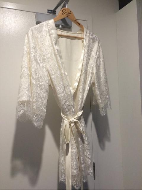 Bridal satin and lace robe, wedding robe, Ivory and/or white lace robe
