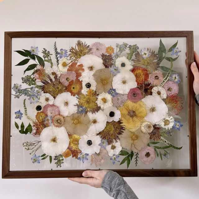 Custom Pressed Flower Frame - Wedding Bouquet (18x24)