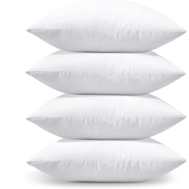 OTOSTAR Pack of 4 Throw Pillow Inserts, 18 x 18 Square Cushion Inner Soft Fluffy Plump Stuffer Cushion Pads White Decorative Pillow Inserts