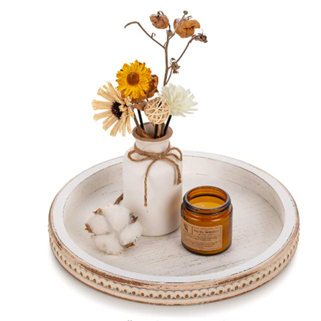 Hanobe Wood Decorative Tray Round