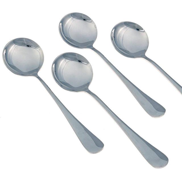 Seikei Soup Spoons - Large Round - 7.25 Inch - 4 Piece Set - Stainless Steel
