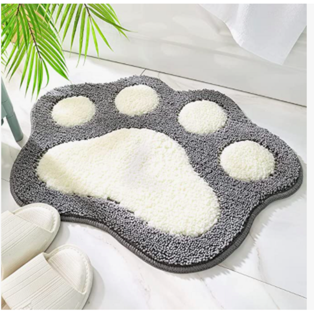 Paw Shaped Bath Mat 17.7 x 23.6, Gray