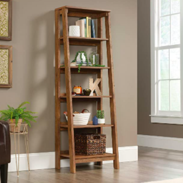 Sauder Trestle 5-Shelf Bookcase, Vintage Oak finish