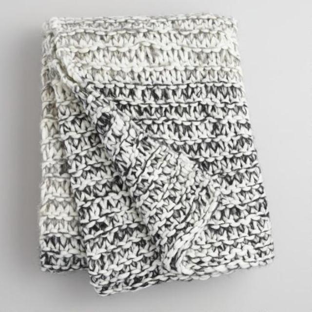 Gray and Ivory Knit Throw