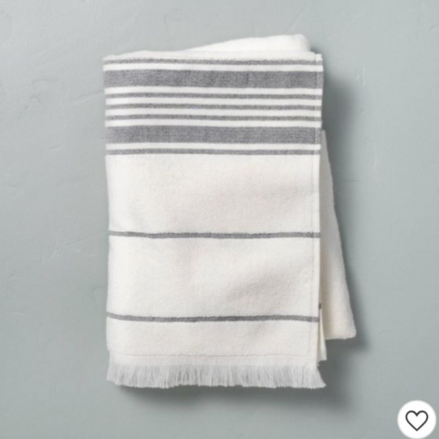 Multistripe Bath Towels Cream/Railroad Gray - Hearth & Hand™ with Magnolia