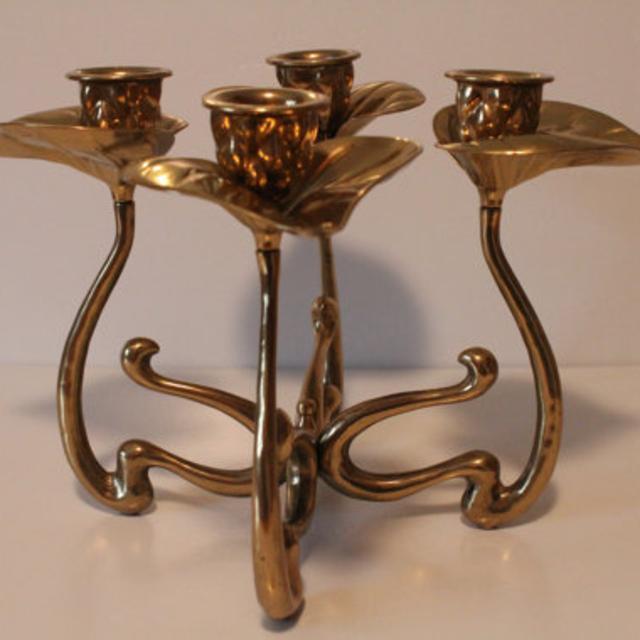 art nouveau brass candelabra