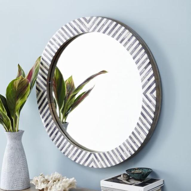 Parson's Wall Mirror, Round, Herringbone Frame