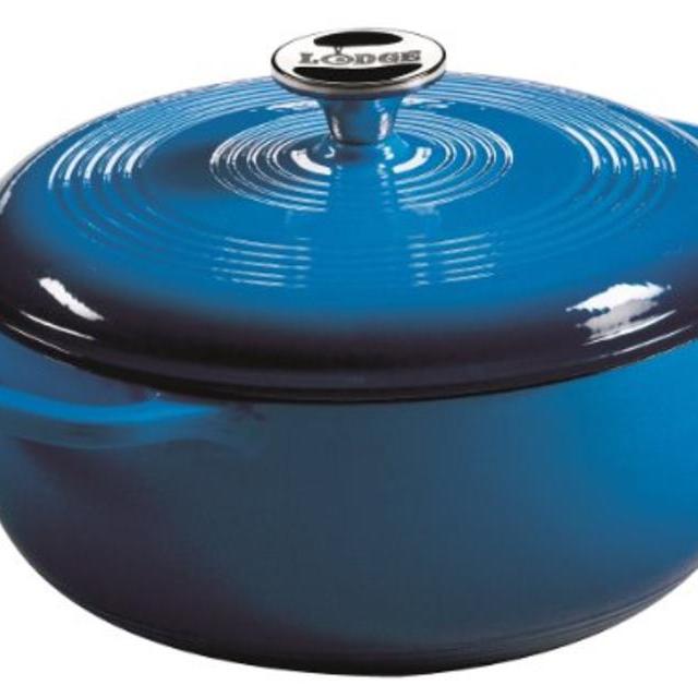 Lodge Color EC4D33 Enameled Cast Iron Dutch Oven, Caribbean Blue, 4.5-Quart