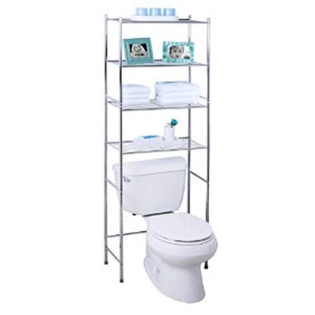 Honey-Can-Do BTH-05281 4-Tier Metal Bathroom Shelf Space Saver, 24.02 x 11.02 x 67.72", Chrome