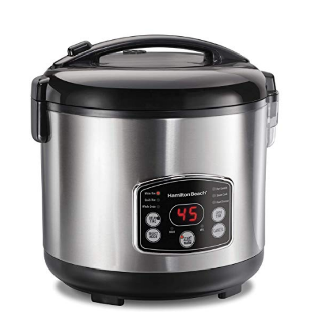 Hamilton Beach (37548) Rice Cooker, 7 Cups uncooked resulting in 14 Cups Cooked with Steam & Rinse Basket