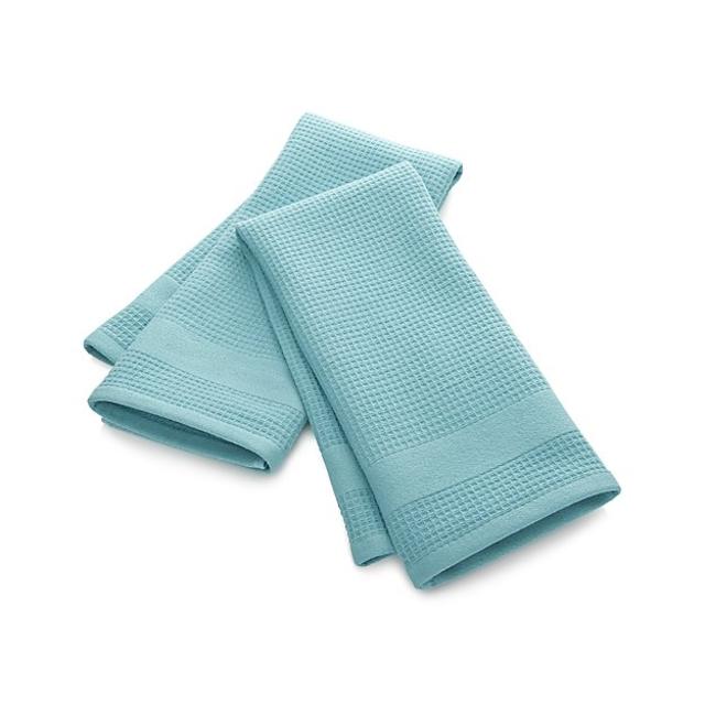 Set of 2 Waffle-Terry Aqua Dish Towels