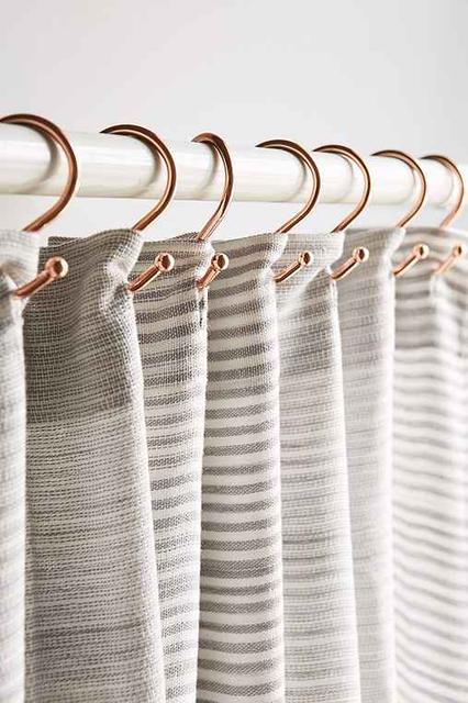 Copper Shower Curtain Hooks Set
