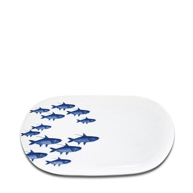 School of Fish Blue - 12" Oval Platter