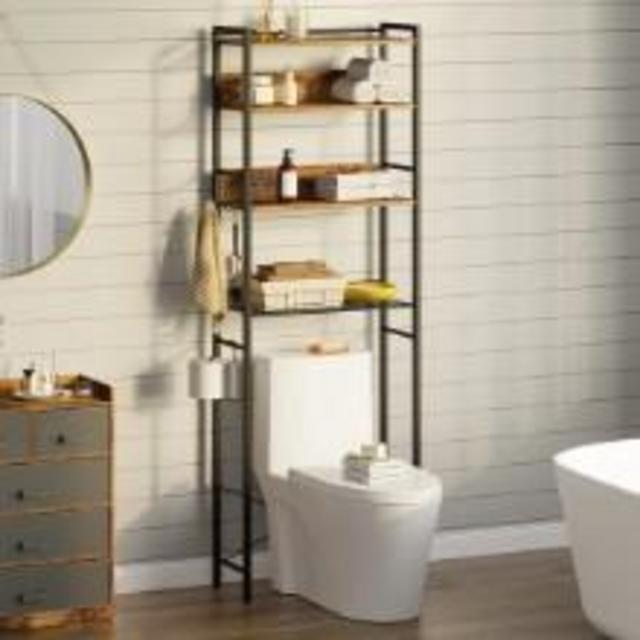 Freestanding Over-the-Toilet Storage Shelf, Rustic Brown