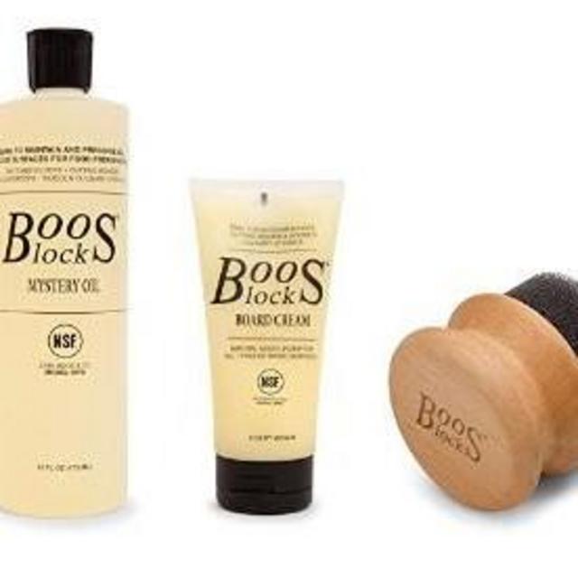 John Boos Block Cutting Board Care and Maintenance Set: Includes One 16 Ounce Bottle Mystery Oil, One 5 Ounce bottle Board Cream and One Round Applicator