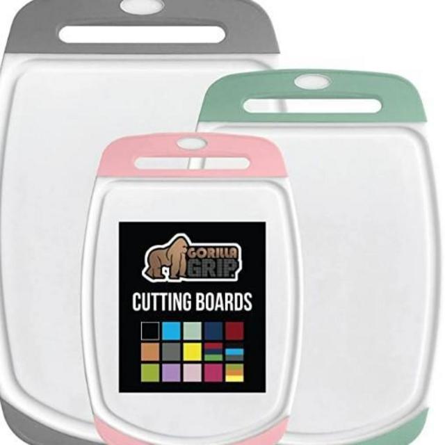 Cutting Boards, set of 3, Grey/Mint/Pink