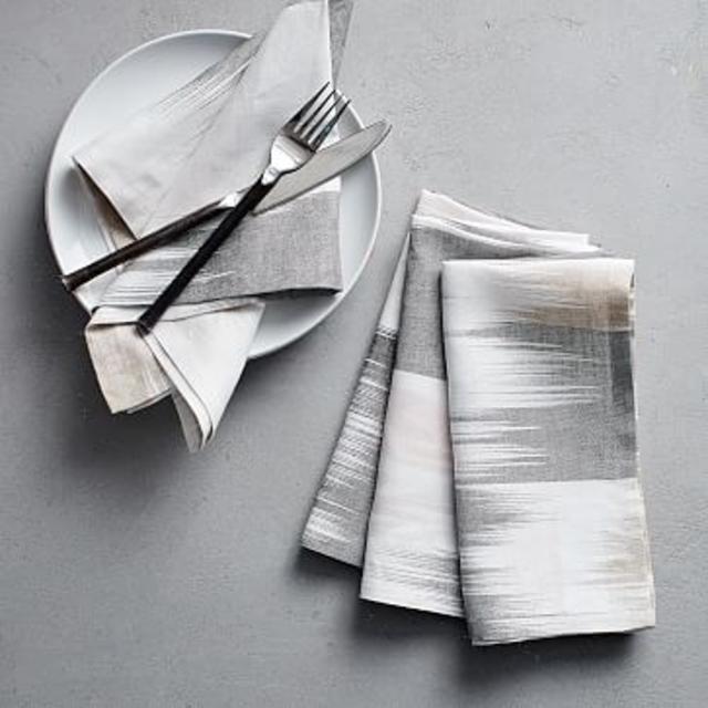 Belgian Flax Blurred Ikat Jacquard Napkins (Set of 4)