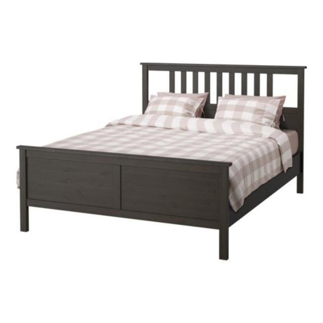 HEMNES				Bed frame, black-brown, Lönset