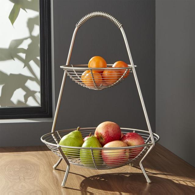 Handled 2-Tier Wire Fruit Basket